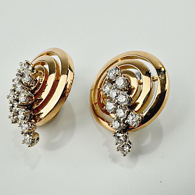 купить Золотые серьги с природными бриллиантами 1,72 карат в Москве