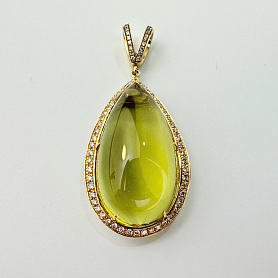 купить Золотой кулон с цитрином и бриллиантами 0,79 карат в Москве