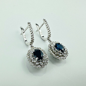 купить Золотые серьги с сапфирами и бриллиантами МЮЗ в Москве