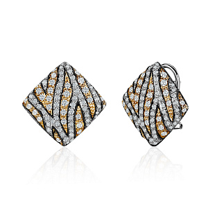 купить Золотые серьги с природными бриллиантами 1,42 карат в Москве