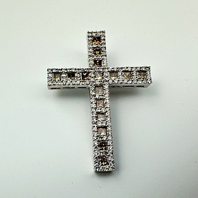 купить Золотая подвеска-крест с природными бриллиантами 2,55 карат в Москве