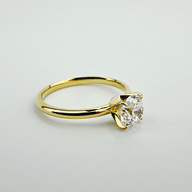 купить Золотое кольцо с природным бриллиантом GIA 0,90 карат в Москве