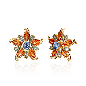 купить Золотые серьги с цитринами, хризолитами и топазами в Москве