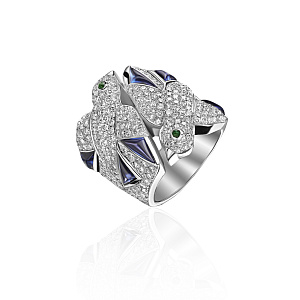 купить Золотое кольцо с бриллиантами "Синица" в Москве