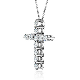 купить Золотой крест с природными бриллиантами 1,44 карат в Москве