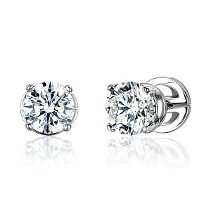 купить Золотые серьги - пусеты с бриллиантами 1,80 карат в Москве