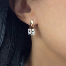 купить Золотые серьги с природными бриллиантами 1,32 карат в Москве