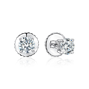 купить Золотые серьги - пусеты с бриллиантами 0,90 к-т в Москве