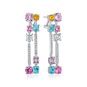 купить Золотые серьги с топазами, аметистами и бриллиантами в Москве