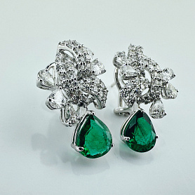 купить Золотые серьги с природными изумрудами и бриллиантами 3,60 карат в Москве
