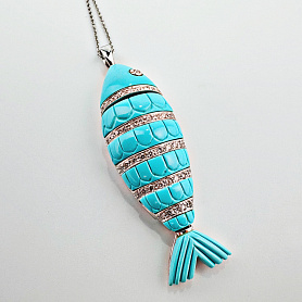 купить Золотая подвеска с бирюзой и бриллиантами в Москве