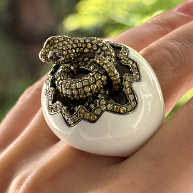 купить Золотое кольцо с природными бриллиантами "Змея" 2,76 карат в Москве