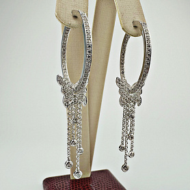 купить Золотые серьги с природными бриллиантами "Бабочки" в Москве