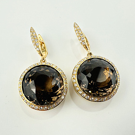 купить Золотые серьги с топазами и бриллиантами 1,40 карат в Москве