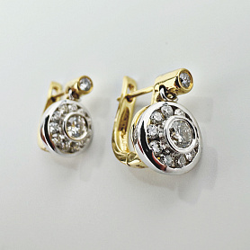 купить Золотые серьги с природными бриллиантами 0,75 карат в Москве