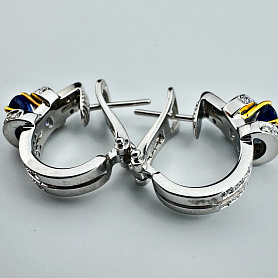 купить Золотые серьги c сапфирами и бриллиантами 1,15 карат в Москве