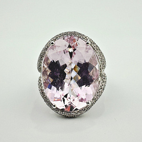 купить Золотое кольцо с кунцитом и бриллиантами 1,70 карат в Москве