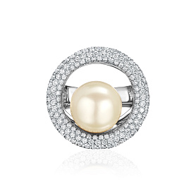 купить Золотое кольцо с жемчугом и бриллиантами 2,11 карат в Москве