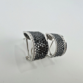 купить Золотые серьги с чёрными бриллиантами 3,12 карат в Москве