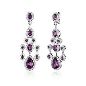 купить Золотые серьги с аметистами и бриллиантами в Москве