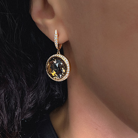 купить Золотые серьги с топазами и бриллиантами 1,40 карат в Москве