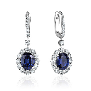 купить Золотые серьги с природными бриллиантами и сапфирами 7,22 карат в Москве