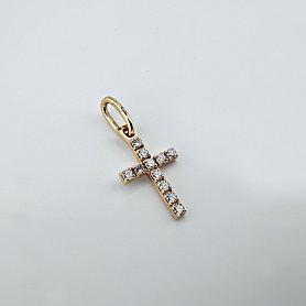 купить Золотой крест с природными бриллиантами 0,41 карат в Москве