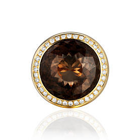 купить Золотое кольцо с топазом и бриллиантами в Москве