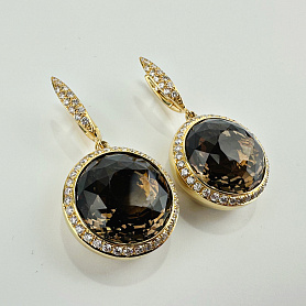 купить Золотые серьги с топазами и бриллиантами 1,40 карат в Москве