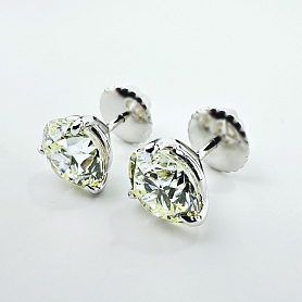 купить Золотые серьги - пусеты с бриллиантами 6,15 карат в Москве