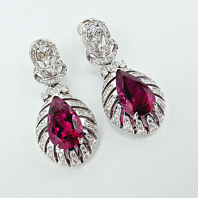 купить Золотые серьги с природными рубеллитами 9,23 карат в Москве