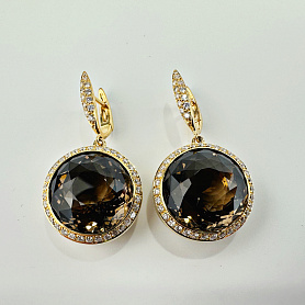 купить Золотые серьги с топазами и бриллиантами 1,40 карат в Москве