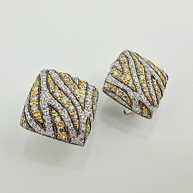 купить Золотые серьги с природными бриллиантами 1,42 карат в Москве