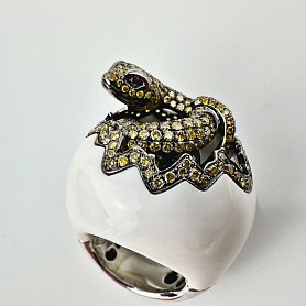 купить Золотое кольцо с природными бриллиантами "Змея" 2,76 карат в Москве