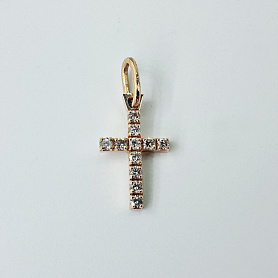 купить Золотой крест с природными бриллиантами 0,41 карат в Москве