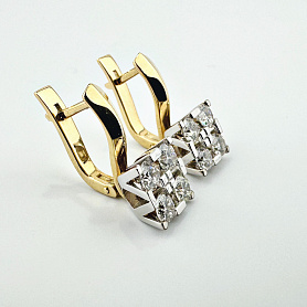 купить Золотые серьги с природными бриллиантами 1,32 карат в Москве