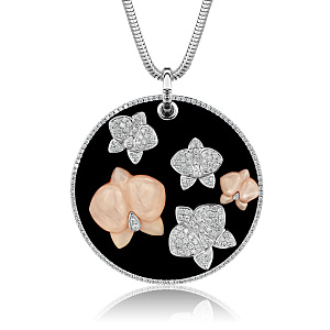 купить Золотая подвеска с бриллиантами, кораллом и ониксом. в Москве