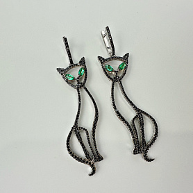 купить Золотые серьги с природными бриллиантами "Кошки" (двусторонние) в Москве