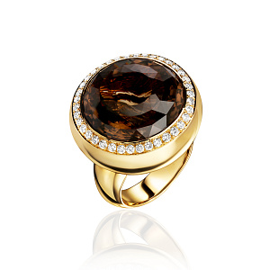 купить Золотое кольцо с топазом и бриллиантами в Москве