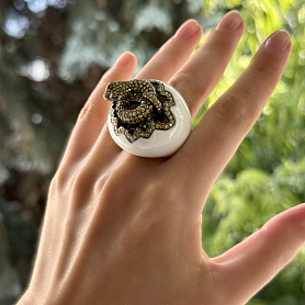 купить Золотое кольцо с природными бриллиантами "Змея" 2,76 карат в Москве