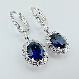 купить Золотые серьги с природными бриллиантами и сапфирами 7,22 карат в Москве