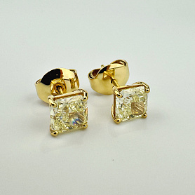 купить Золотые серьги - пусеты с жёлтыми бриллиантами 2,85 карат в Москве