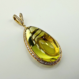 купить Золотой кулон с цитрином и бриллиантами 0,79 карат в Москве