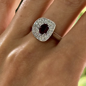 купить Золотое кольцо с турмалином и бриллиантами 0,38 карат в Москве