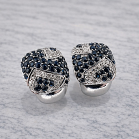 купить Золотые серьги с природными бриллиантами и сапфирами 0,37 карат в Москве