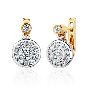 купить Золотые серьги с природными бриллиантами 0,75 карат в Москве