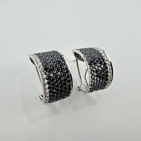 купить Золотые серьги с чёрными бриллиантами 3,12 карат в Москве