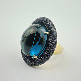 купить Золотое кольцо с сапфирами и топазом 35 карат в Москве