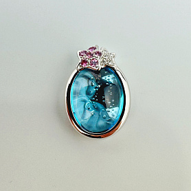 купить Золотой кулон с природными сапфирами и бриллиантами 0,07 карат в Москве