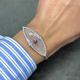 купить Золотой браслет с бриллиантами и турмалином в Москве